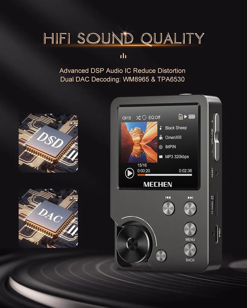 HIFI MP3 плеєр MECHEN M30 64 GB Hi-Fi, музичний плеєр високої роздільної здатності DSD без втрат - фото 3