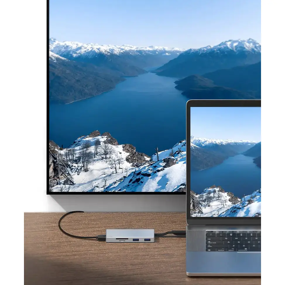 USB адаптер Vokamo HT2 6 в 1 HUB із вбудованим шнуром Type-C - фото 5