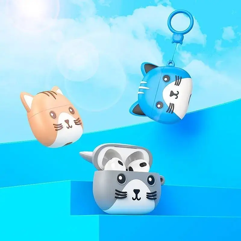 Наушники беспроводные Hoco EW46 Cat в комплекте с чехлом голубые - фото 7