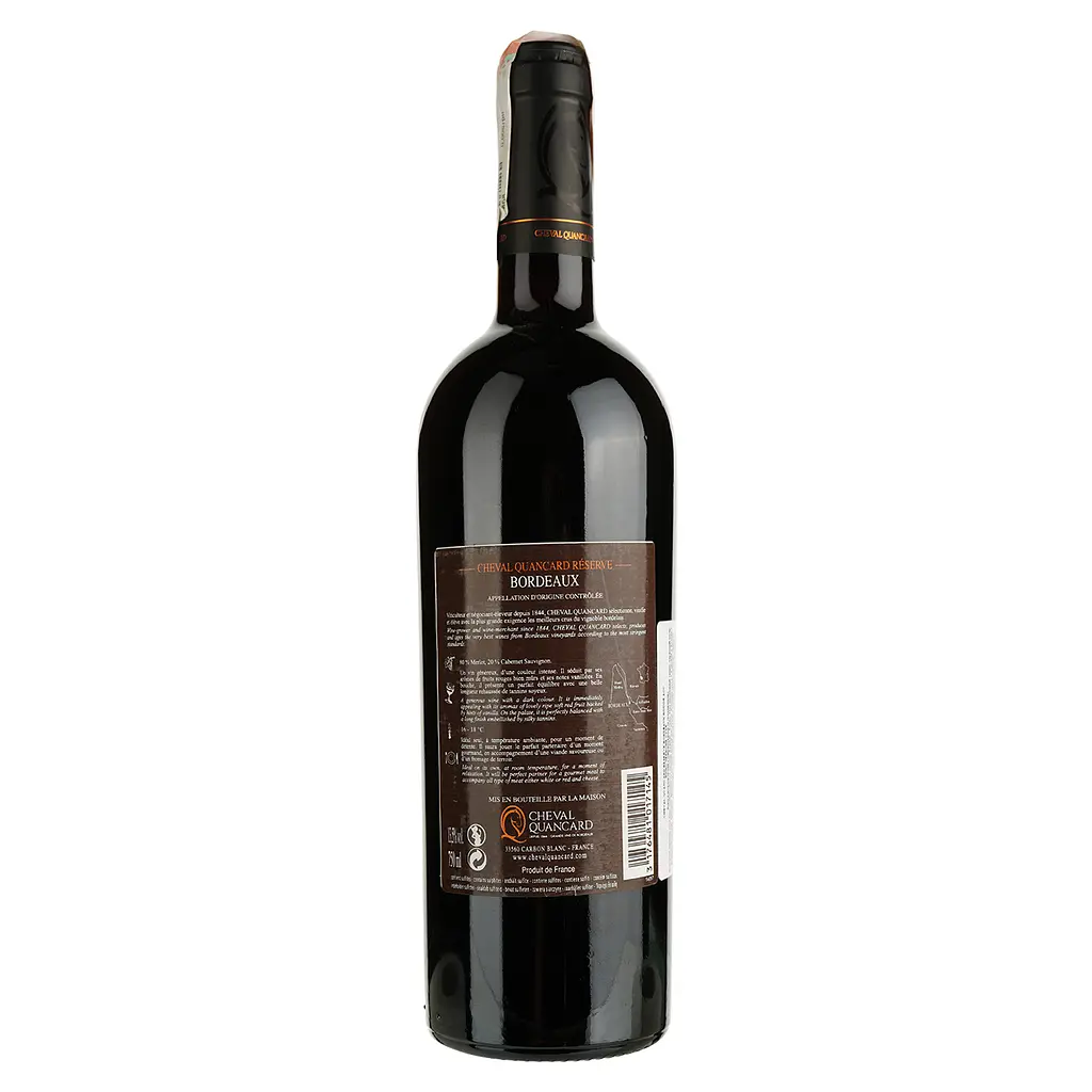 Вино Cheval Quancard Reserve Bordeaux Rouge AOC, красное, сухое, 11-14,5%, 0,75 л (814478) - фото 2