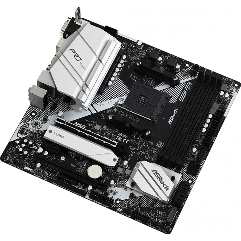 Материнська плата ASRock B550M Pro4 (AM4/B550, 4xDDR4, 2xPCIex16, DP/HDMI/VGA, 6xSATAІІІ, 3xM.2, GLan, 7.1ch, mATX) - фото 3