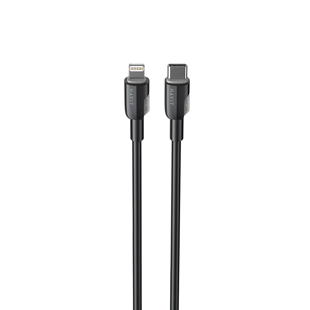 Кабель Havit CB309C PD30W USB-C - Lightning 1 м черный (HV-CB309C) - фото 3