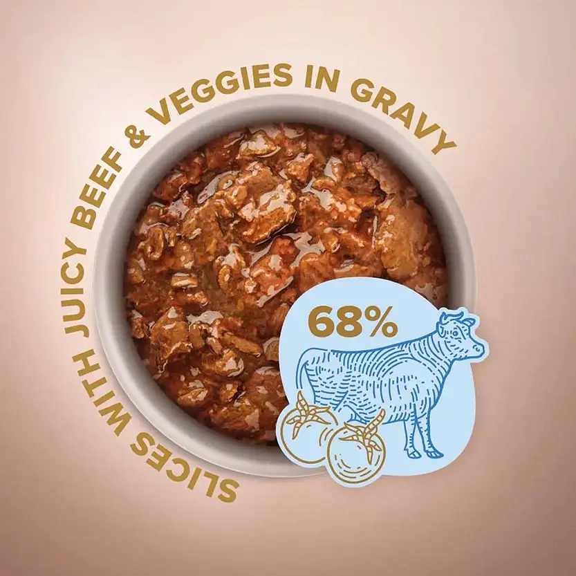 Вологий корм для дорослих собак малих порід Club 4 Paws Premium Шматочки з яловичиною та овочами в соусі 85 г (B5530701) - фото 2