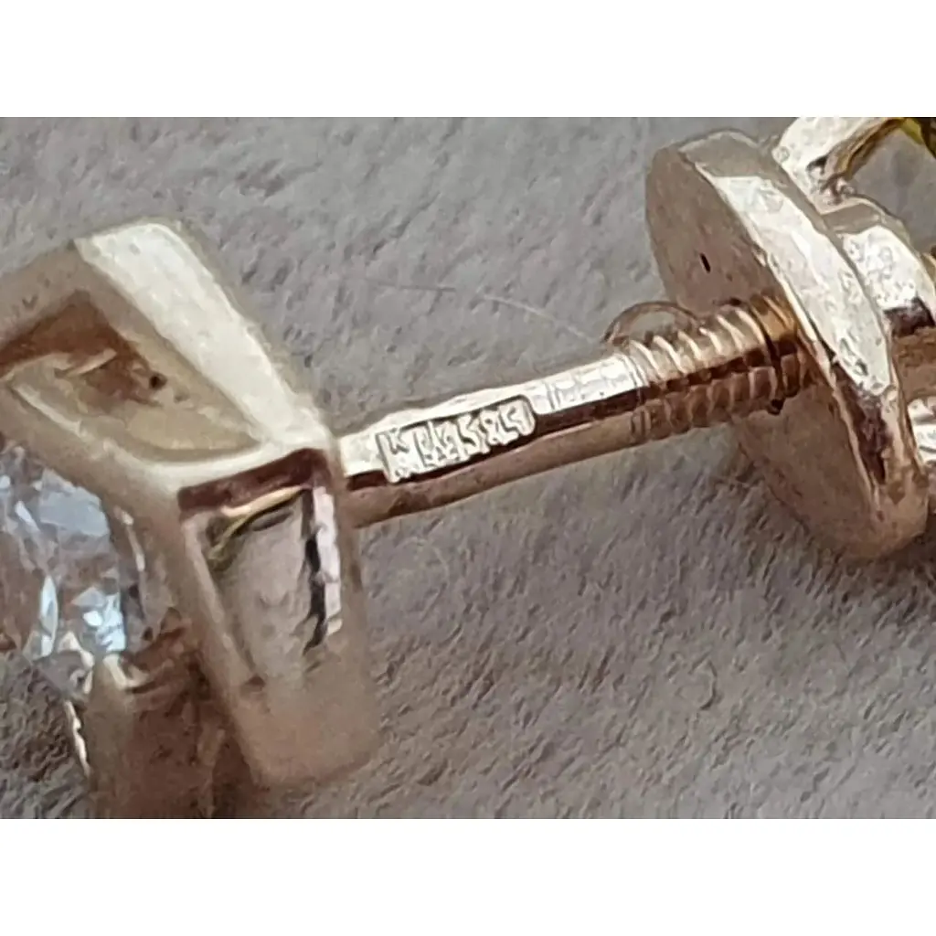 Золоті сережки-пуссети Платон з фіанітами. 1С157/01Б - фото 4