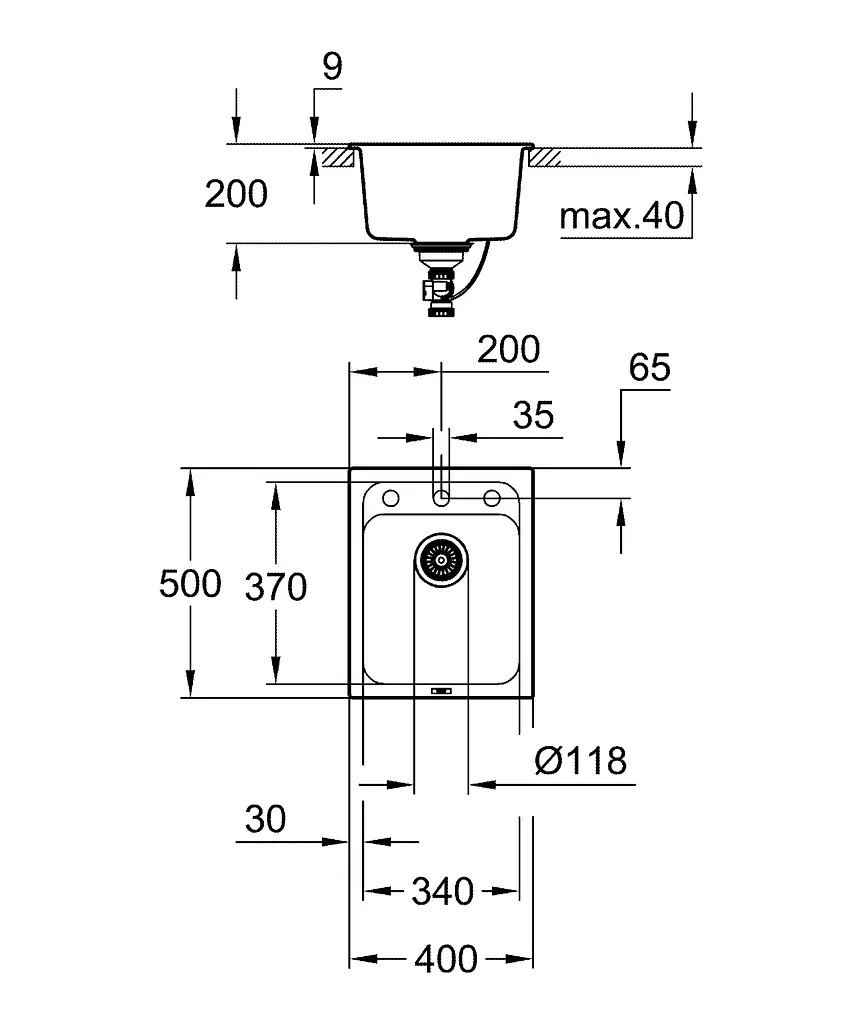 Кухонна мийка Grohe K700 із композиту 31650AT0, Чорний - фото 4