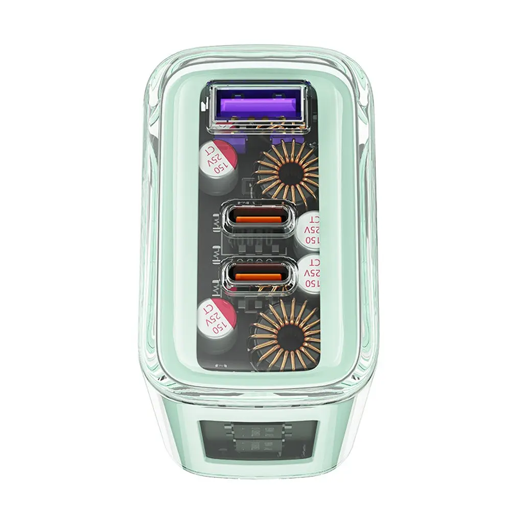 Мережевий зарядний пристрій Acefast A45 USB/2 Type-C QC PD PD65W GaN бірюзовий - фото 3