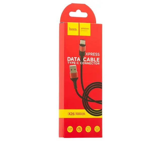 Кабель Hoco X26 Pisces Cable USB to Type-C 2A 1m Black - Red - фото 2
