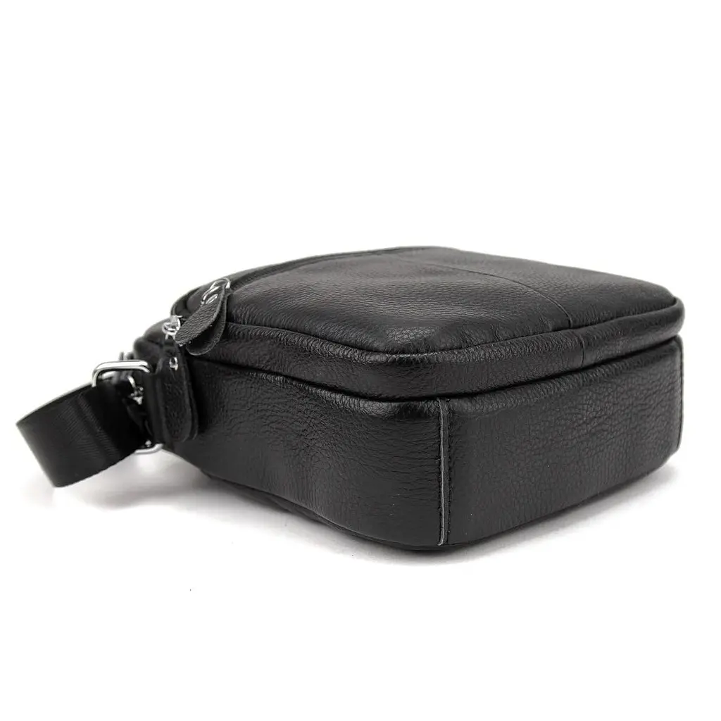 Шкіряний компактний чоловічий месенджер чорний Tiding Bag M56-0080A - фото 5