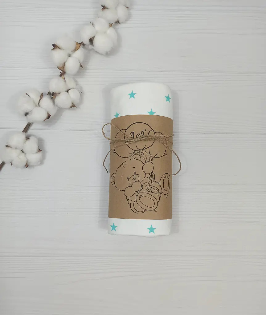Пелюшка дитяча багаторазова непромокальна a.l.babybox Зірки 80x100 см М'ятно-білий (NV 18148392) - фото 3
