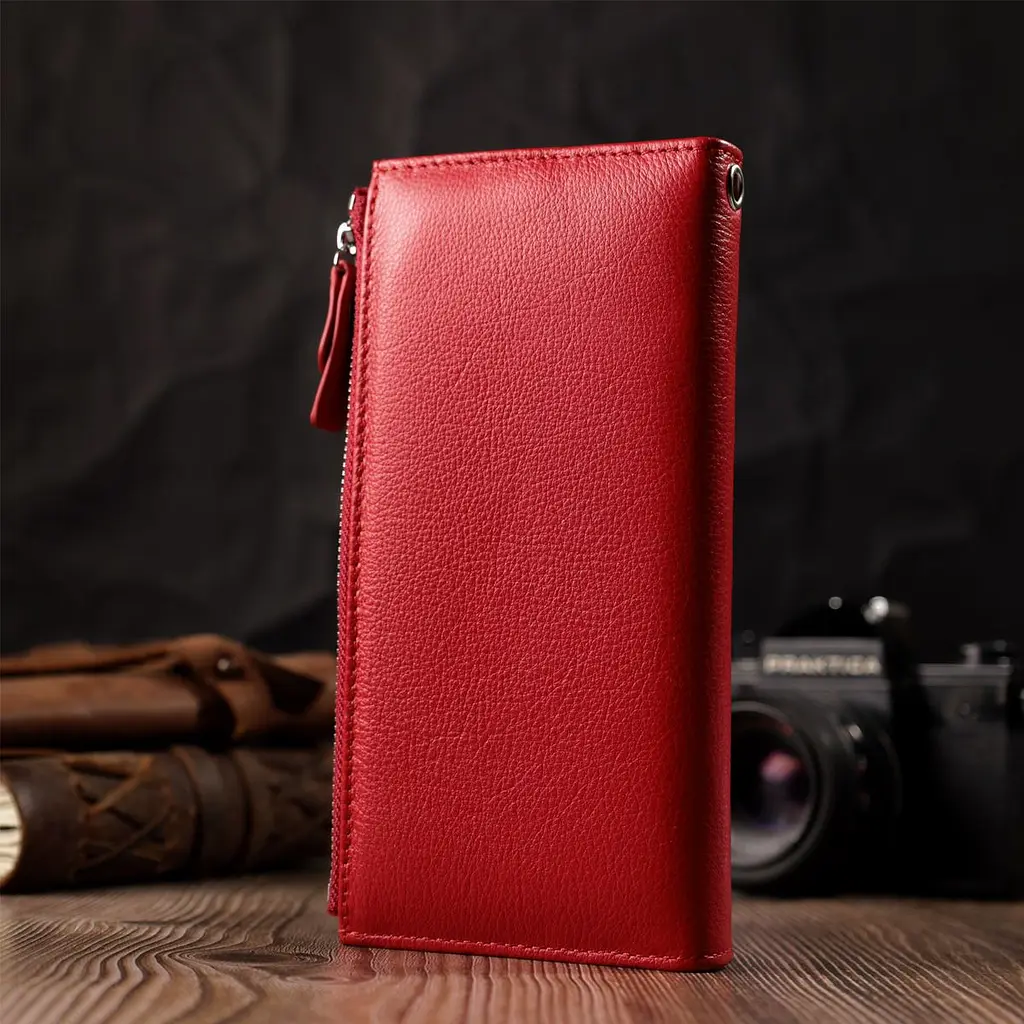 Жіночий вертикальний гаманець з натуральної шкіри ST Leather 22536 червоний - фото 10