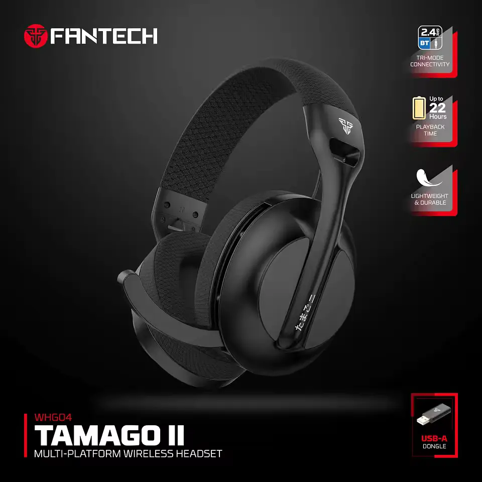 Ігрові бездротові навушники FANTECH TAMAGO II WHG04 / Три режими підключення / Black - фото 2