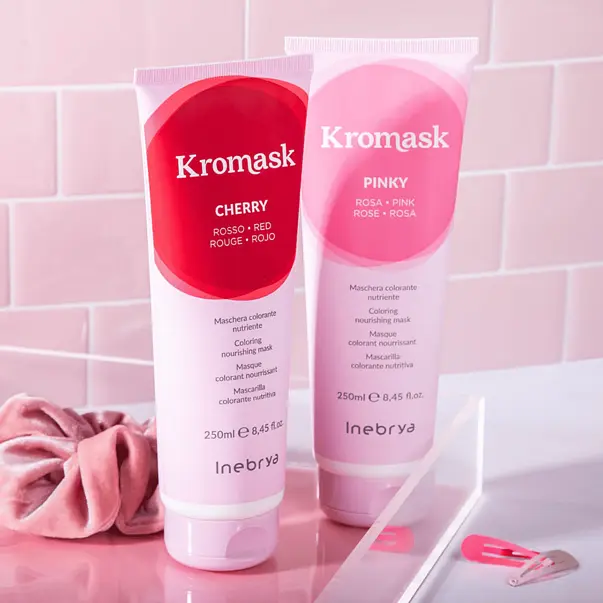 Тонувальна маска для волосся Inebrya Kromask Pink Rosa рожева 250 мл - фото 3
