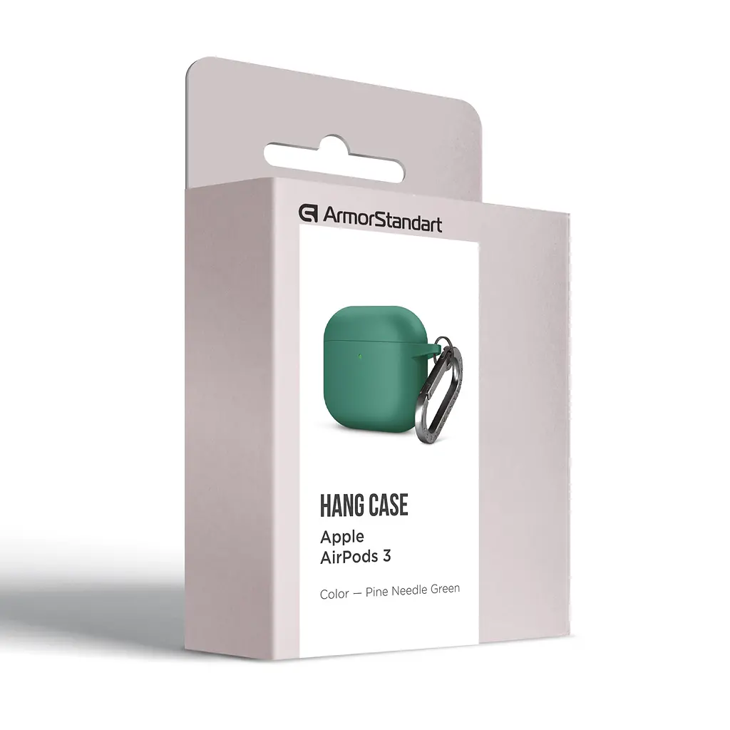 Силіконовий чохол для навушників Apple AirPods 3, Hang Case, зелений, ультратонкий захисний кейс товщиною 2 мм, захист від подряпин, пилу та ударів, компактний, з карабіном для кріплення, ArmorStandart (ARM60319) - фото 8