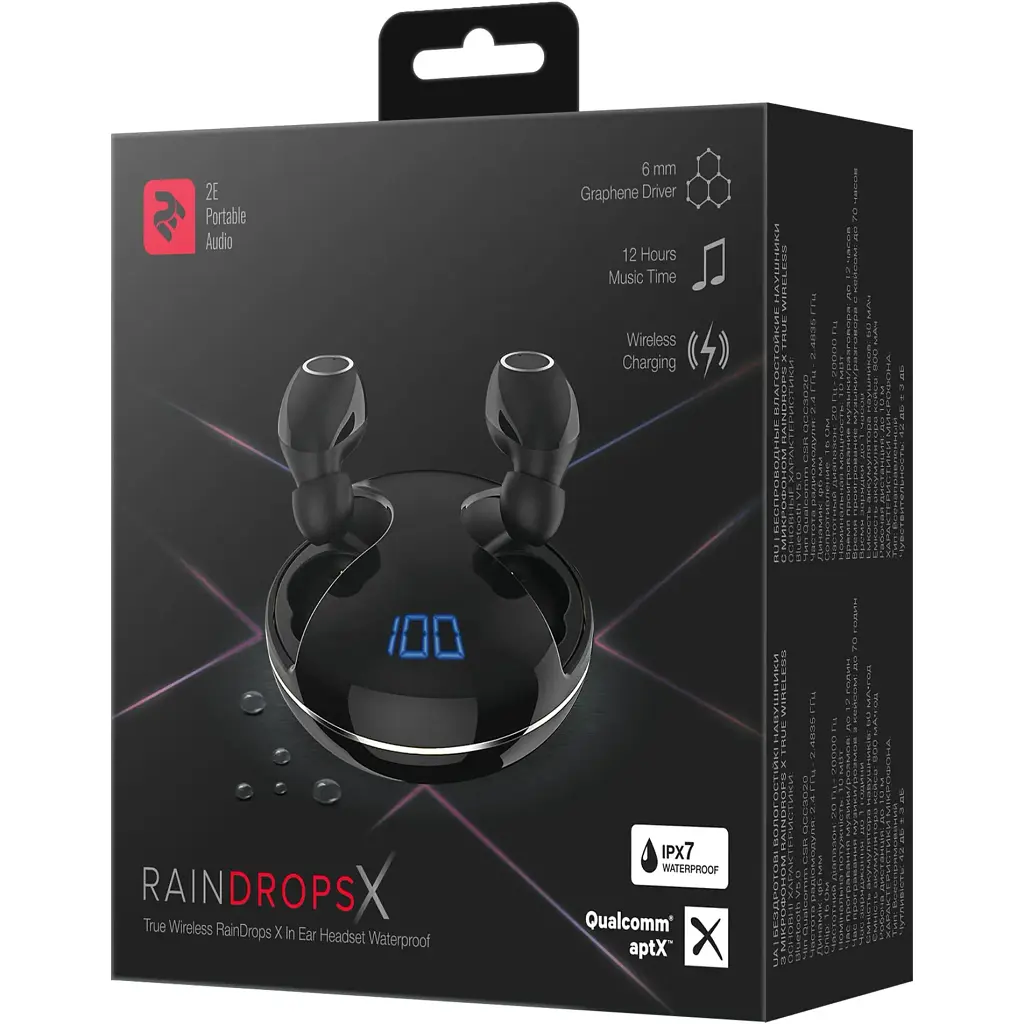 Навушники 2E RainDrops Х True Wireless Waterproof Mic Black - фото 7