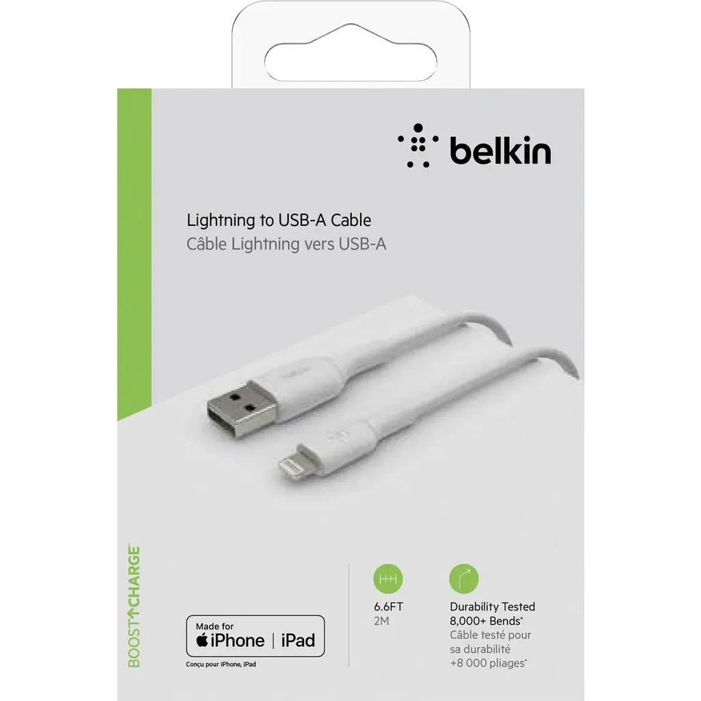 Кабель Belkin Boost Up Charge USB-A to Lightning 2m White (CAA001BT2MWH) [158793] - фото 6