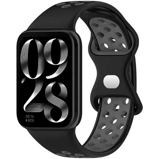 Ремінець DK CDK для Xiaomi Mi Smart Band 9 Pro Silicone Sport Band Nike (017600) (black / grey) - фото 3