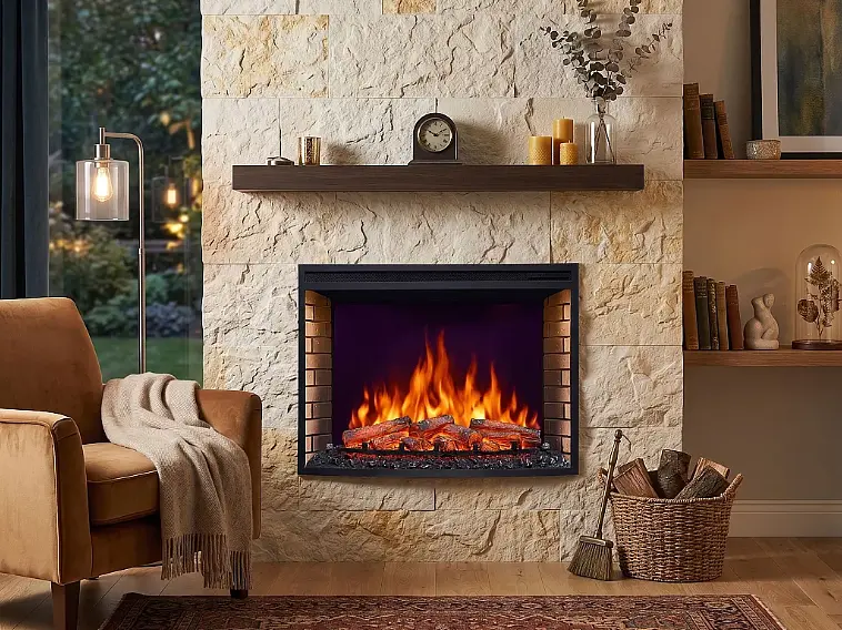 Електрокамін ArtiFlame AF33 — 86,6 см, вигнуте панорамне скло, 3D-ефект полум’я, LED-підсвічування та обігрів - фото 8