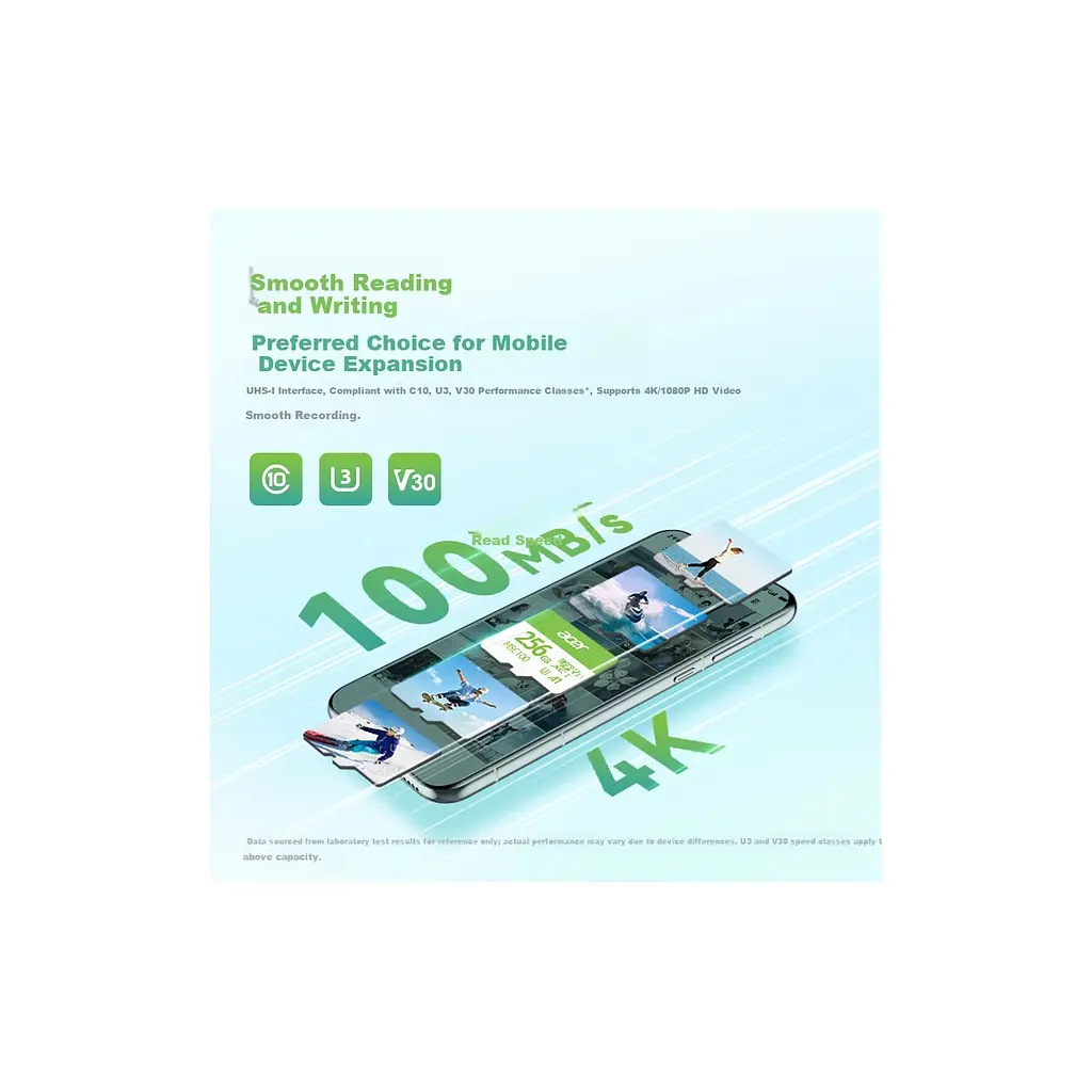Карта пам'яті Acer 64GB microSD MSC100 /U3/V30/A1/C10 R 100MB/s / Write 30MB/s (BL.9BWWA.336) - фото 5