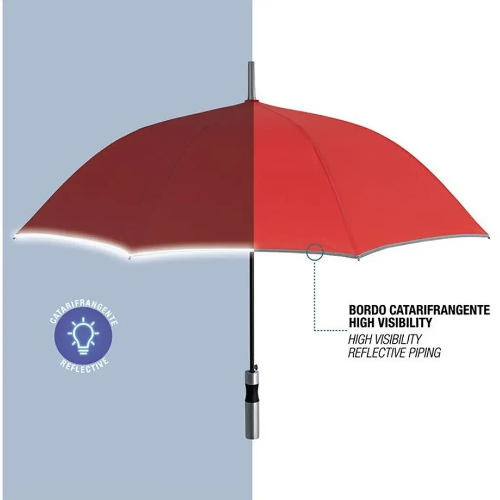 Зонтик-трость Perletti Reflecting с системой антивитер красный (P96014-03) - фото 2