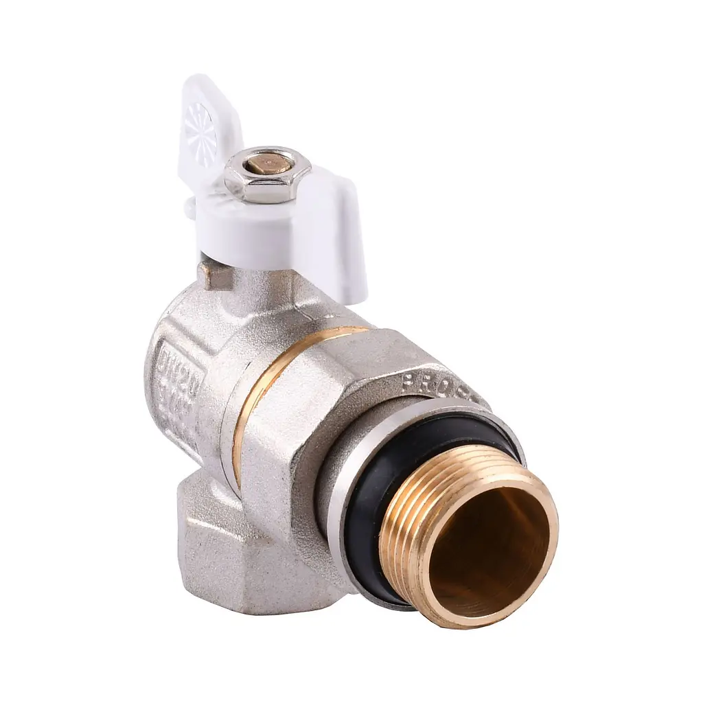 Кран кульовий кутовий з американкою Q Professional QP004 PN40 3/4″ антипротікання, Білий метелик - фото 2