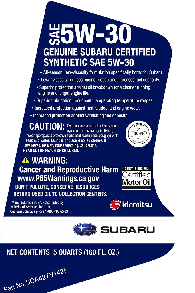 Моторна олива Subaru Motor Oil 5W-30 4,73 л - фото 3