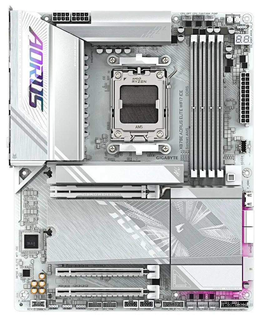 Материнська плата Gigabyte X870E Aorus Elite WiFi7 Ice Socket AM5 - фото 2