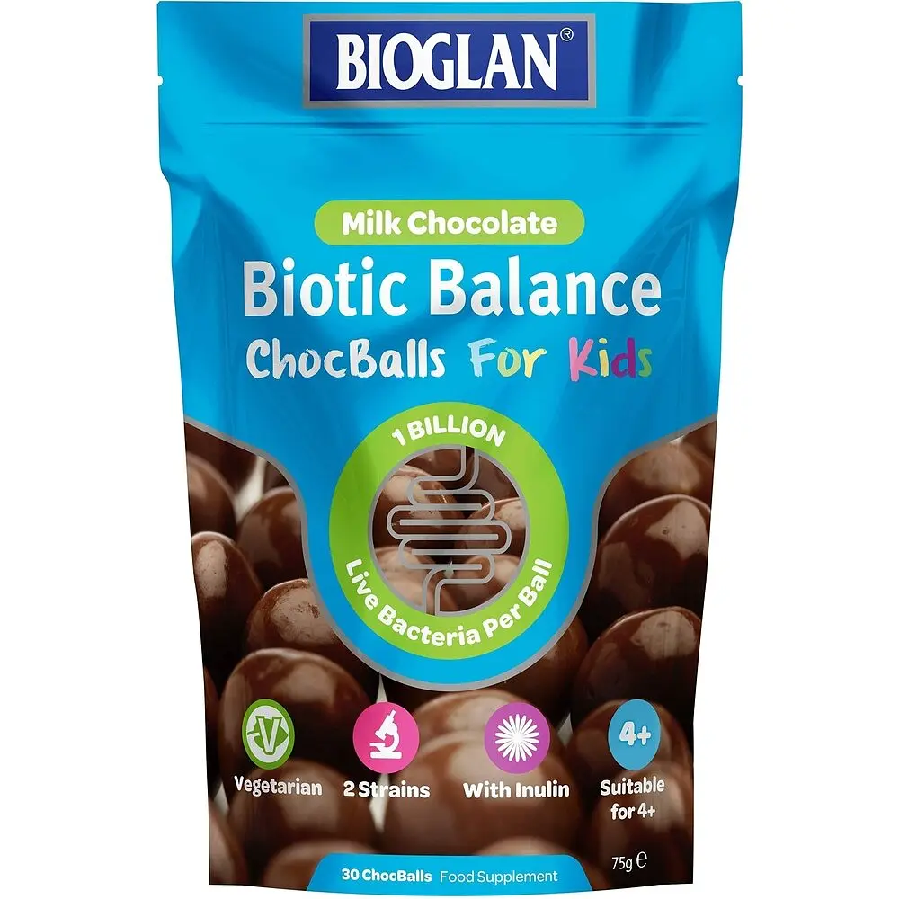 Шоколадні кулькі Bioglan Biotic Balance Chocballs For Kids, 30 драже для підтримки травної системи у дітей