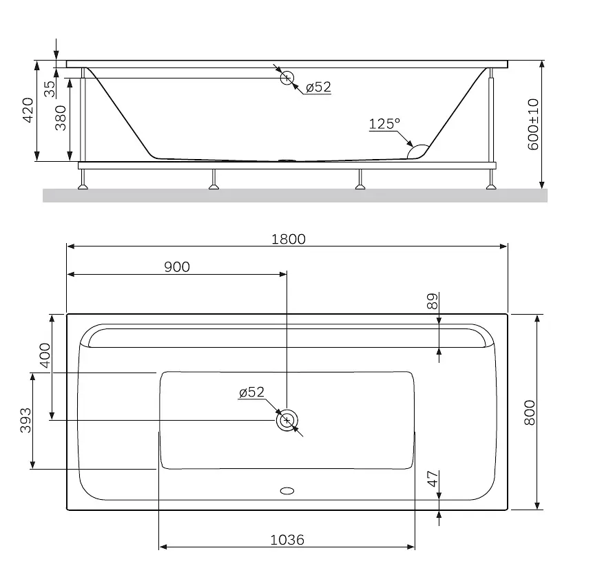 Ванна акрилова Am.Pm Inspire 2.0 білий W52A-180-080W-A, Білий - фото 9