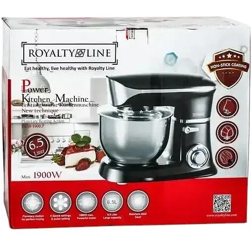 Планетарный тестомес Royalty Line PKM-1900.7 1900 Вт 6.5 л чаша 6 скоростей чаша из нержавеющей стали черный - фото 6