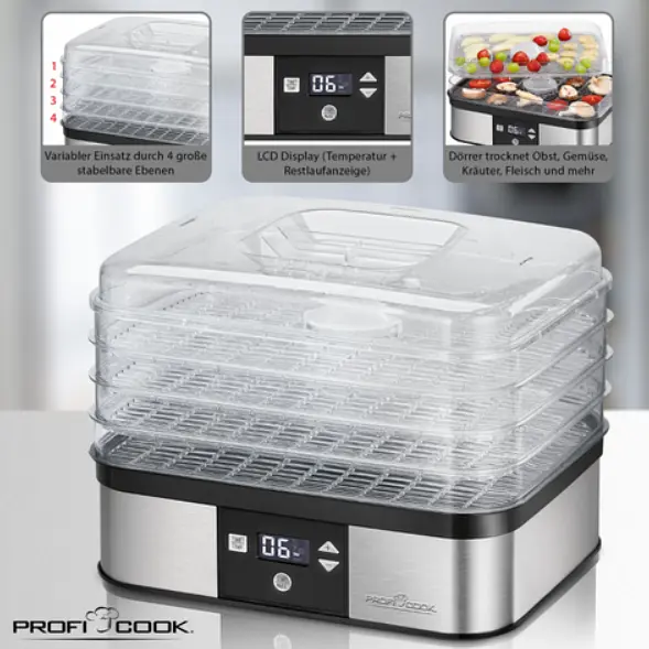 Дегидратор сушка для фруктов грибов Profi Cook PC-DR 1116 - фото 4