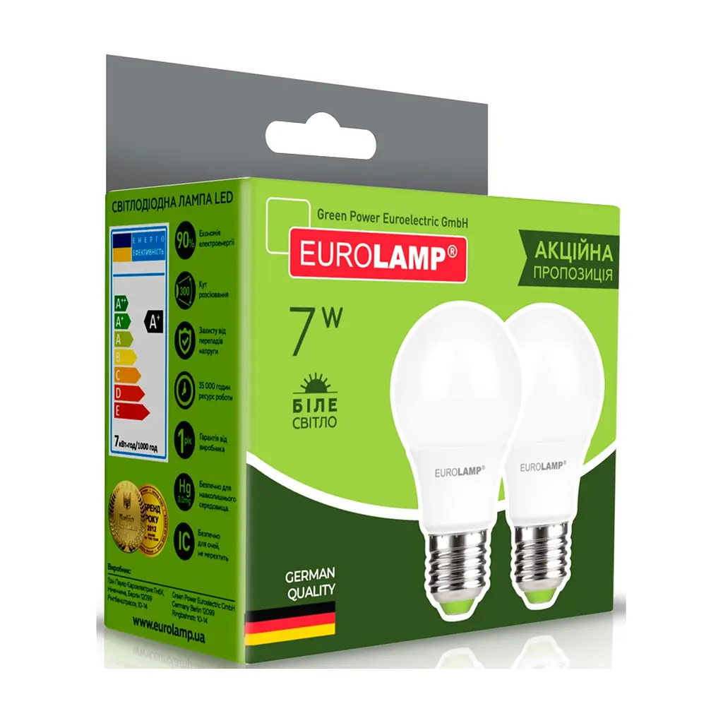 Лампочка Eurolamp LED A60 7W E27 4000K 220V акция 1+1 (MLP-LED-A60-07274(E)) - фото 3