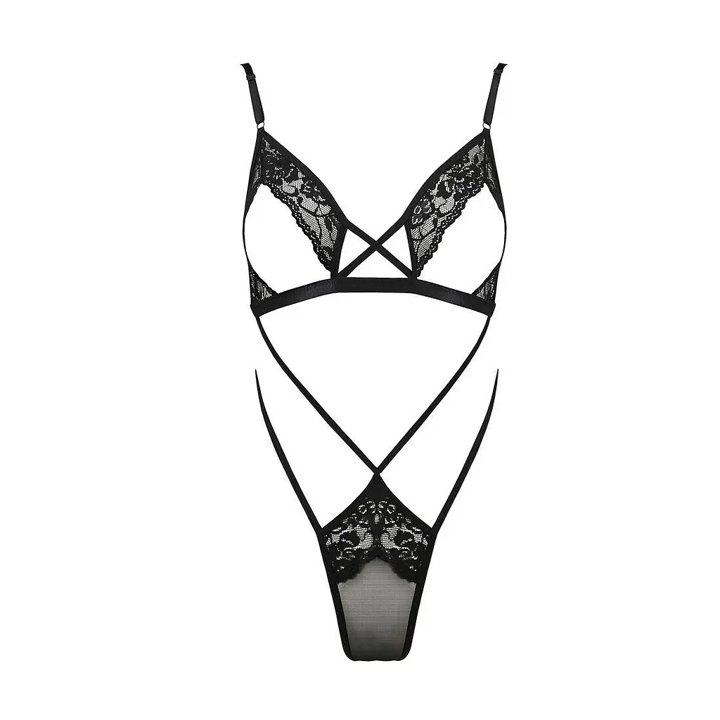 Боди монокини с открытой грудью Passion DIABOLINA Body black L/XL - фото 3