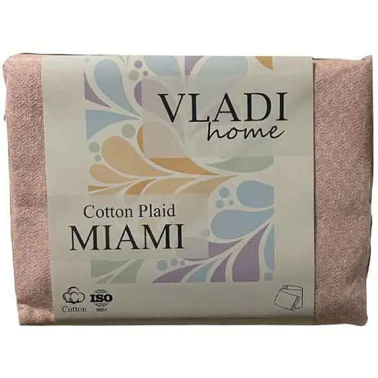 Плед VLADI 140*200 "MIAMI" 02S/GLENN білий-яскр-рож