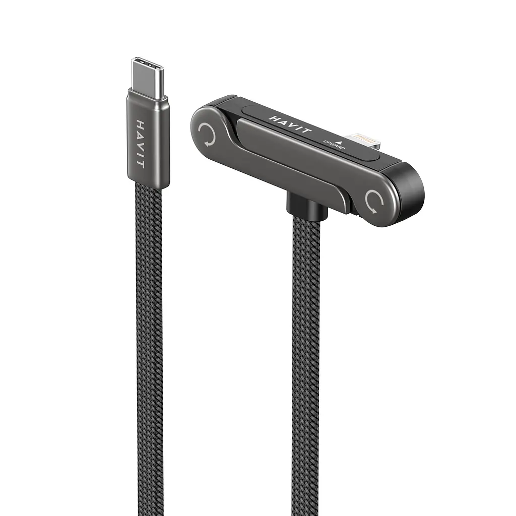 Кабель USB-C - Lightning Havit CB6386 PD30W 1.2 м з підставкою чорний (HV-CB6386) - фото 5