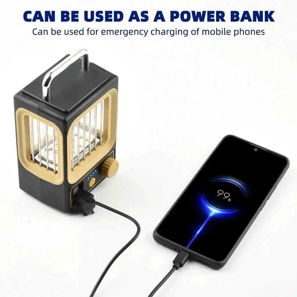 Кемпінговий ліхтар з акумулятором і сонячною панеллю з функцією Power Bank HS9039 - фото 2