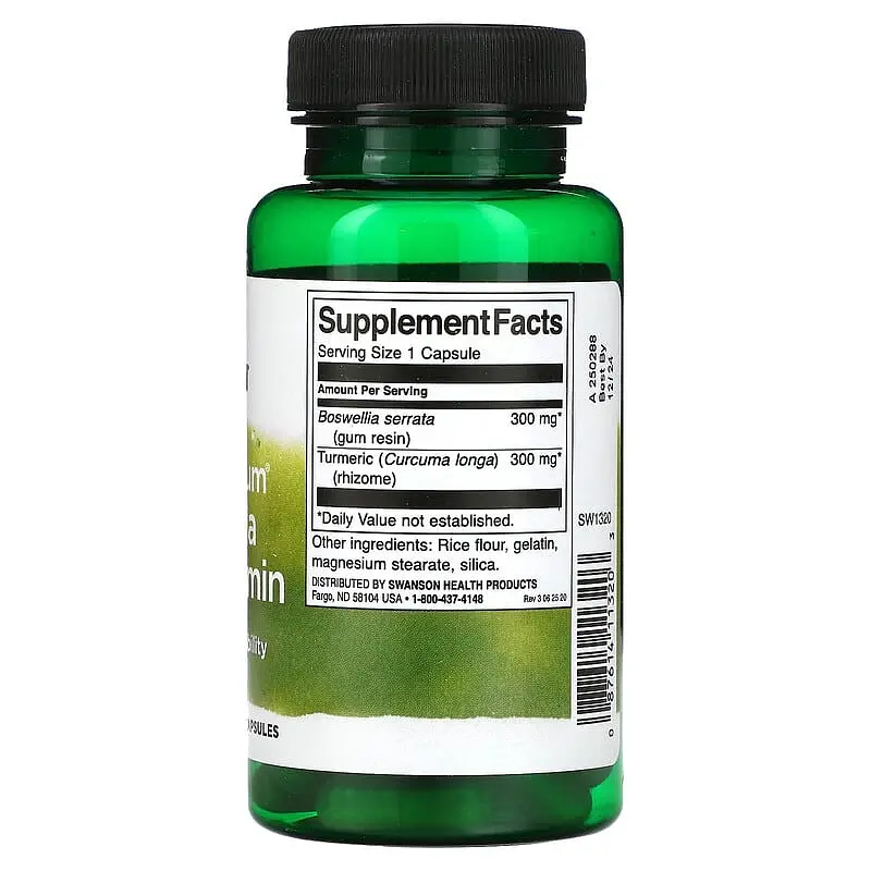 Босвеллия и куркумин Swanson Full Spect Boswellia and Curcumin 60 caps (1086-100-37-4856184-20) - фото 2