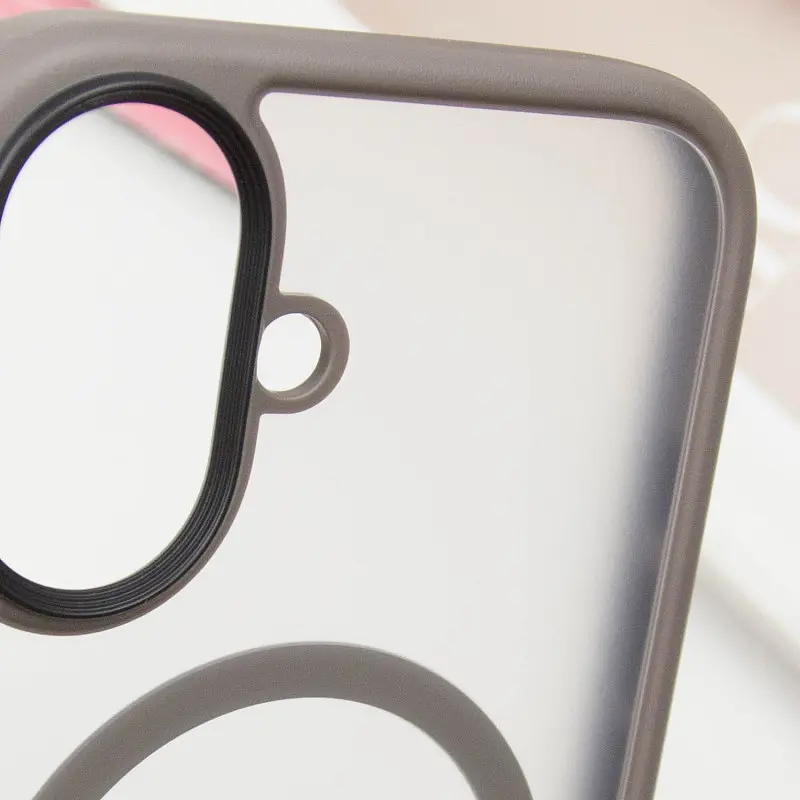 TPU+PC чохол Metal Buttons with MagSafe для Apple iPhone 16 (6.1) Сірий / Grey - фото 6