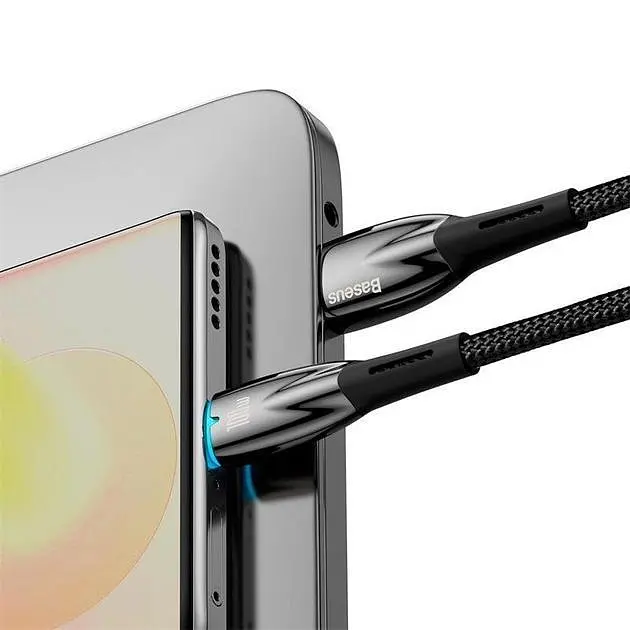 Кабель Baseus Glimmer Series Fast Charging USB-A to USB-C 100W 2m Black (CADH000501) - фото 5