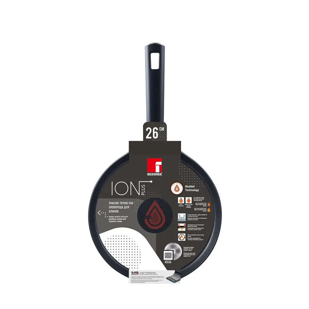 Сковорода для блинов Bergner Ion plus 26 см (BG-35904-BK) - фото 3