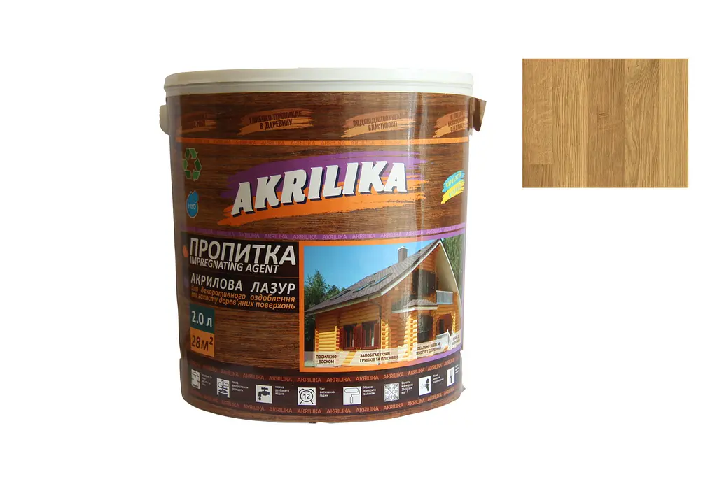 Акрилова лазур для дерева Impregnant Agent Akrilika дуб 2 л - фото 2