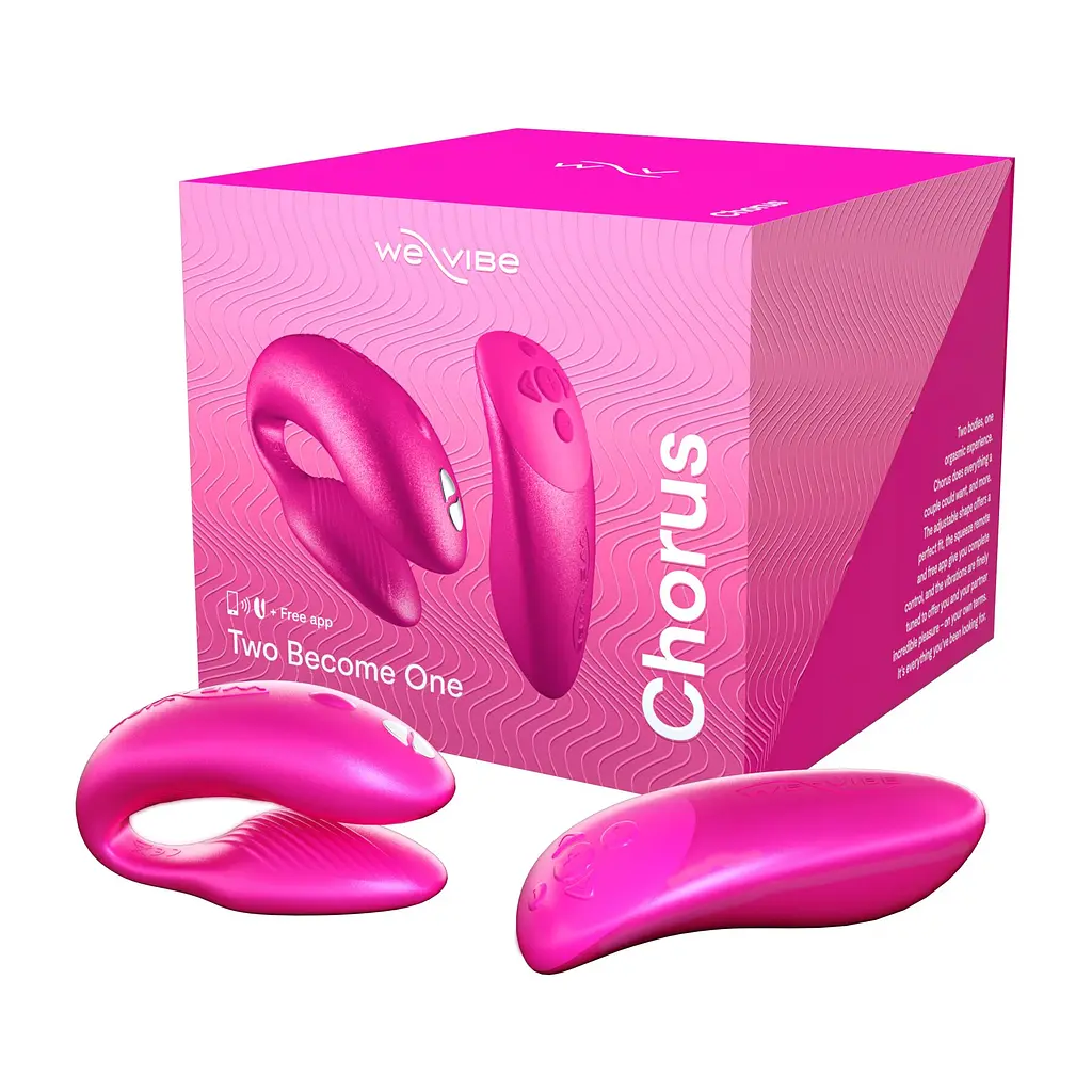 Смарт-вібратор для пар We-Vibe Chorus Cosmic Pink, сенсорне керування вібраціями стисненням пульта - фото 8
