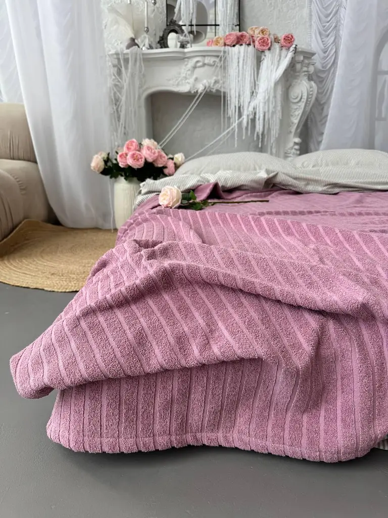 Покривало Zeintex Palermo махрове бавовняне орхідея 180х210 см - фото 7