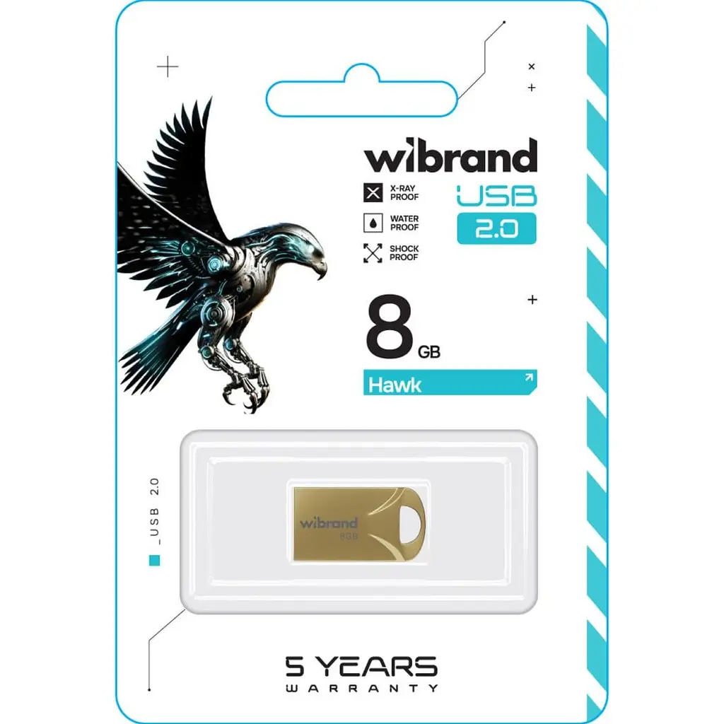 Flash Wibrand USB 2.0 Hawk 8Gb Gold - фото 2