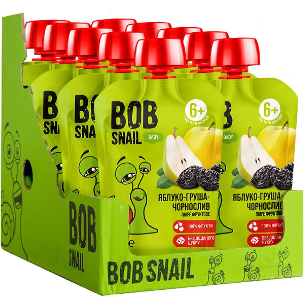 Пюре фруктовое Bob Snail Яблоко-Груша-Чернослив для детей от 6 месяцев, гомогенизированное 90 г - фото 3
