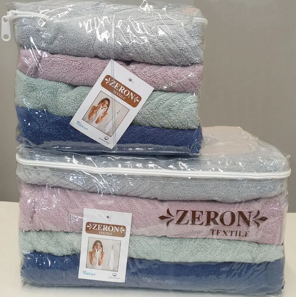 Набір турецьких махрових рушників Zeron 4 штуки 50х90 + 70х140 4 штуки Vip жакард Berfin - фото 3