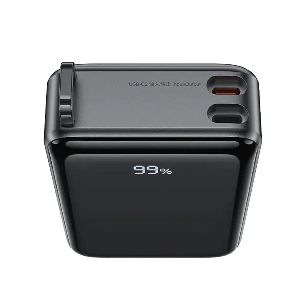 Батарея універсальна Acefast 20000mAh 22,5W PD, QC/3.0 USB-A+USB-C In/Out,build-in cable M14 Black (6974316283966) - фото 3