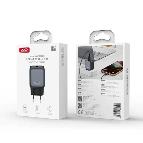 Сітчастий зарядний пристрій XO L152(EU) QC18W 1USB-A Fast Charger Чорний - фото 4