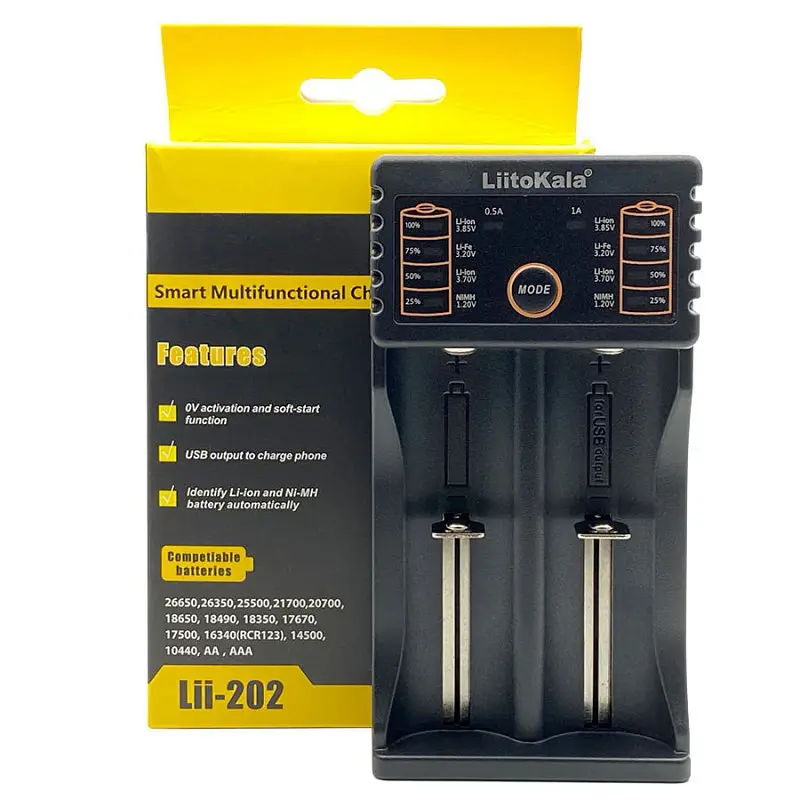 Зарядний пристрій LiitoKala Lii-202, двоканальний + акумулятор GreeLite 18650 Li-ion 5800 mAh - фото 3
