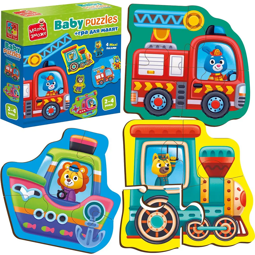 Пазли картонні з грою Vladi Toys Малюк зможе Транспорт Тварини 14 елементів (VT1722-28) - фото 3