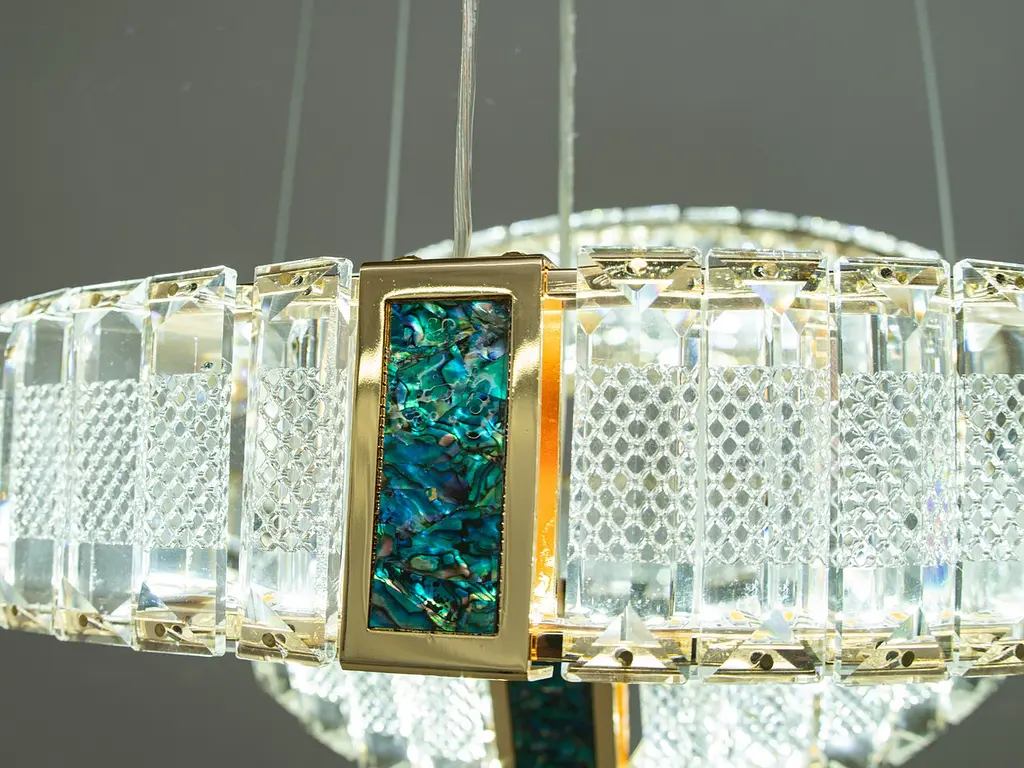 Кришталева світлодіодна LED люстра для високих стель Diasha 81028-500+300G - фото 4